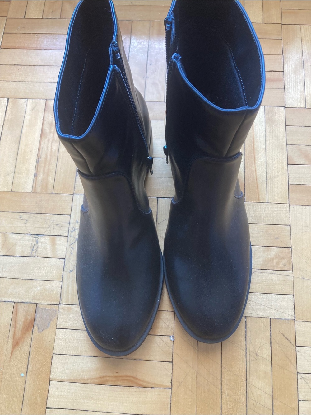 Ardene Black Ankle Boots with Blue Trim